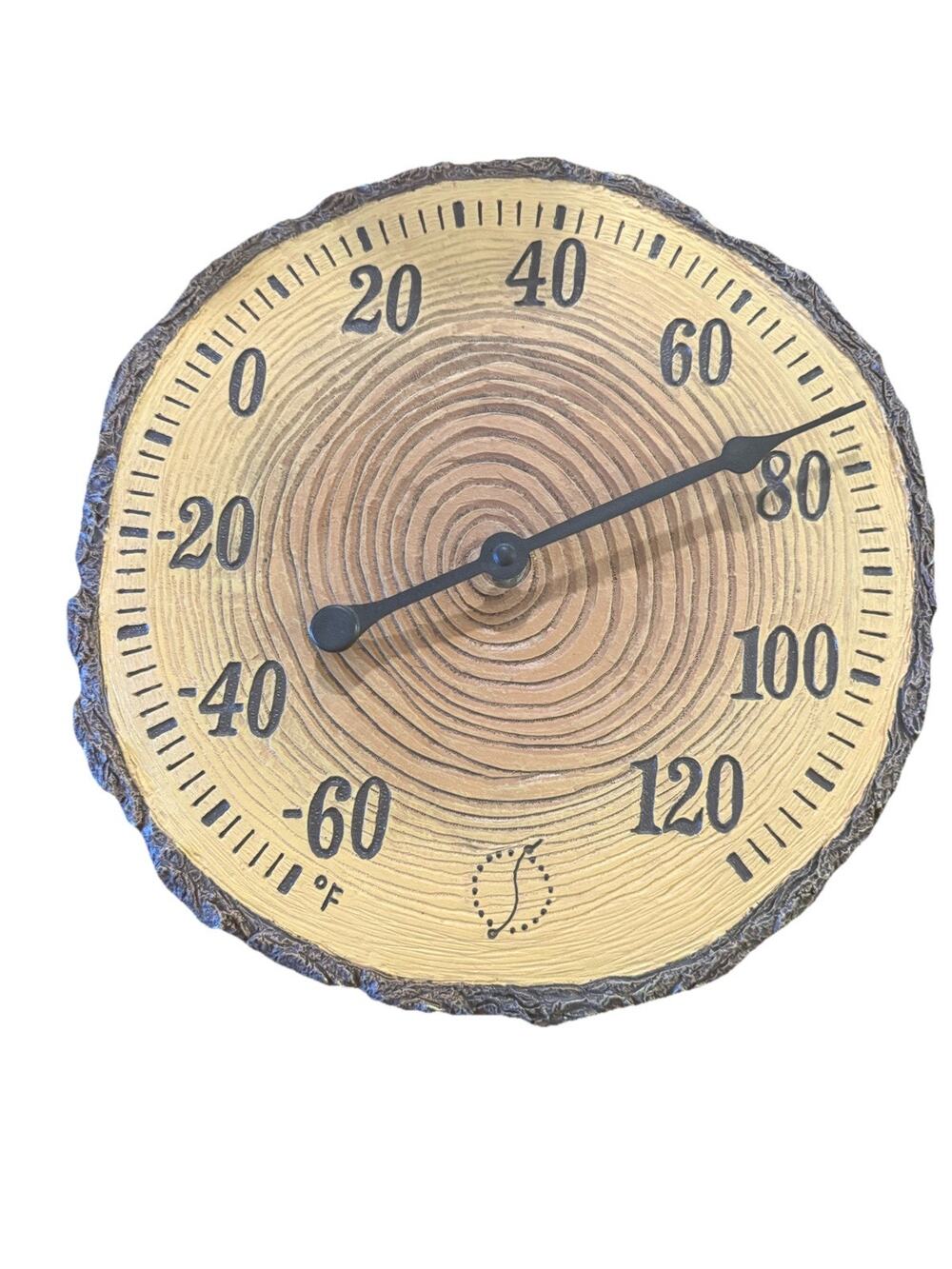 Taylor 12" Tree Trunk Cross Section Thermometer Rustic Faux Wood Resin Outdoor